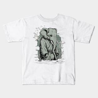 Melancholic Elephant Japanese Art Print Kids T-Shirt